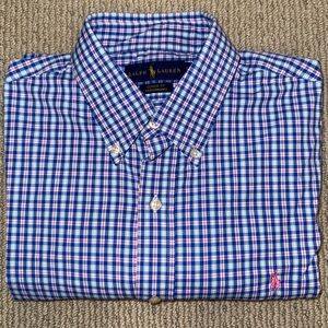 Ralph Lauren Blue Checkered Men's Shirt: Classic Fit‎ Performance
